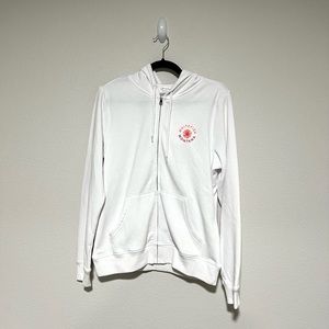 NWT White Embroidered Whitefish Montana Hooded Zip Up, Size Medium